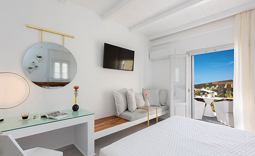 L'intérieur de la chambre d'Elements Sifnos boutique